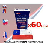 Mascarilla De Chile Desechable 60 Unidades Bandera Chilena 