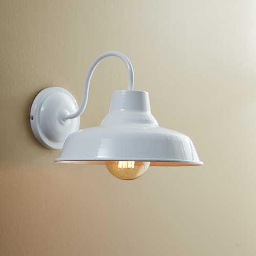 Aplique Galponero Estilo Industrial Vintage Blanco 1 Luz.