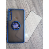 Funda Moto G8 Play / One Macro Con Mica De Cristal Y Anillo