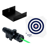 Laser Tático Para Armas 22mm Emissor Luz Verde + Kit Alvos