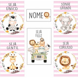 Kit Placas Tema Safári Baby Decoração Quarto Infantil + Nome