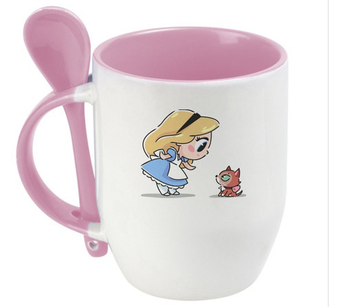 Taza Con Cucharita De Alicia En Pais De Las Maravillas Chibi