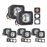 Par Faros Cuadrados Auxiliar 16 Led Contorno Color 12-24