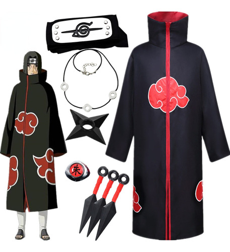 Disfraz De Naruto Akatsuki Ninja Abrigo Capa Cosplay