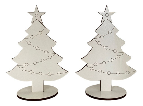 Minis Arbolitos Navidad Mdf Plus Blanco X2