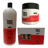 Kit Shampoo,ampolle,trata,reparación Revlon Proyou Dañado 1l