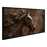 Quadro Decorativo Cavalo Mármore Abstrato Marrom Luxo Tela