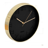 Reloj De Pared Dorado C/fondo Negro 30cm De Diametro 