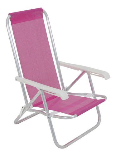 Cadeira Praia,piscina,sítio Reclinável Lazy 4posições Rosa 