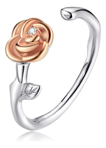 Anillo Flor Rosa Circon Plata 925 Mujer Regalo San Valentin