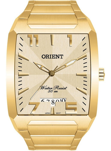 Relógio Orient Masculino Quadrado Dourado Banhado A Ouro