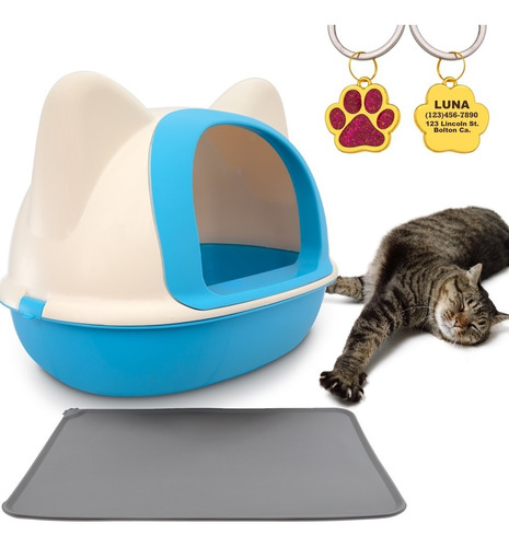 Ke Woow Arenero Para Gato, Caja De Arena Bicolor Orejas Gato