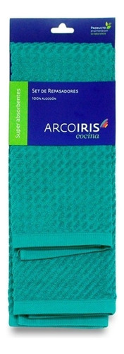 Repasadores Arco Iris Mint 100% Algodón Pack X2 Unidades Color Petróleo