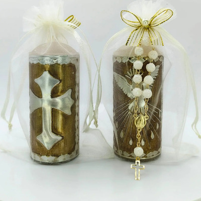 12 Velita Sirio Espíritu Santo Bolsa Organza Y Decenario | Envío gratis