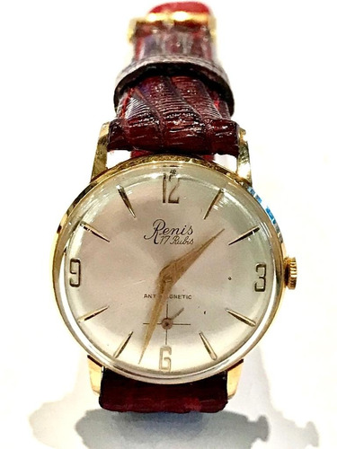 Reloj Pulsera Renis Antiguo 1960 Oro 18k 17 Rubis .