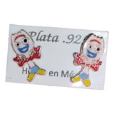 Aretes Plata 925 Forky Kawaii Joyería Fina Broquel Toy St 