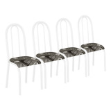 Conjunto Kit 4 Cadeiras Metal Aço Cozinha Branca Almofadada