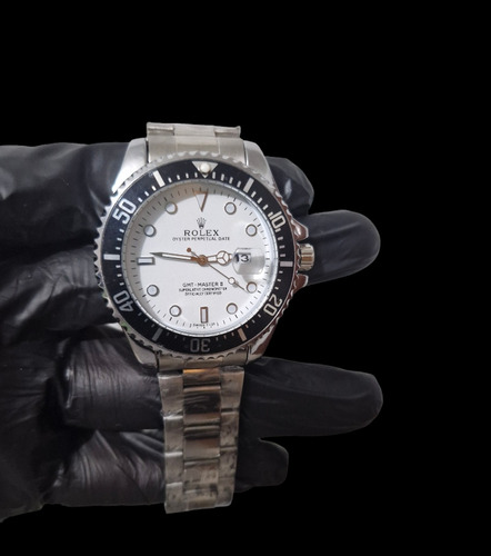 Reloj Rolex Plateado Clon Bisel Giratorio 