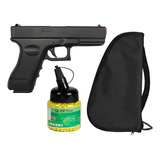 Airsoft Pistola Glock Full Metal + Capa + Bolinhas 1000un