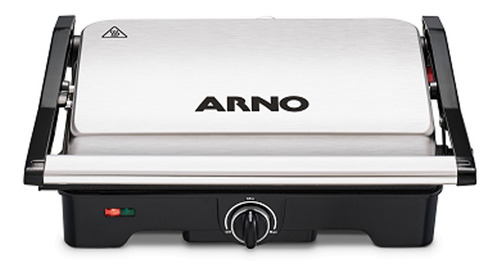 Sanduicheira Grill Arno Dual Inox Abertura 180 Graus Com Placa Antiaderente Gnox