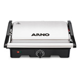 Sanduicheira Grill Arno Dual Inox Abertura 180 Graus Com Placa Antiaderente Gnox