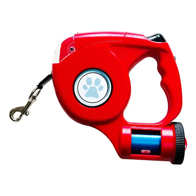 Correa Retractil Perro Mascota 4.5metros Hasta 20 Kg Luz Led Color Rojo