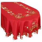 Grelucgo Mantel Bordado De Navidad Rojo (ovalado 60 X 84 Pul