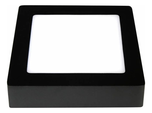 Foco Panel Led 12w Plafón Cuadrado 17x17cm Marco Negro Sobrepuesto Luz Blanco Frío 6000k 220v