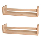 Estantería De Pared Flotante De Madera Natural Para Niños, 2