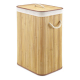 Whitmor - Cesta Rectangular De Bambú Con Asas De Cuerda,