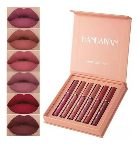 Kit Batom Líquido Mate Velvet Lip Gloss À Mão 6 Unidades