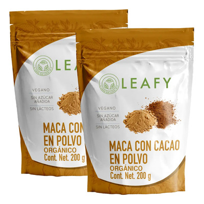 Maca Con Cacao Orgánico Leafy En Polvo 2 Unidades 400g | MercadoLibre
