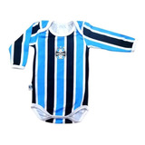 Body Bebê Grêmio Campo Listrado Manga Longa Oficial