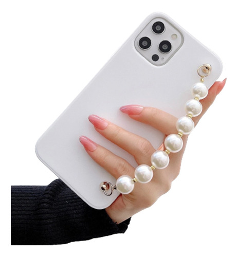 Funda Perlas Bolitas Blancas Elegante Compatible Con iPhone