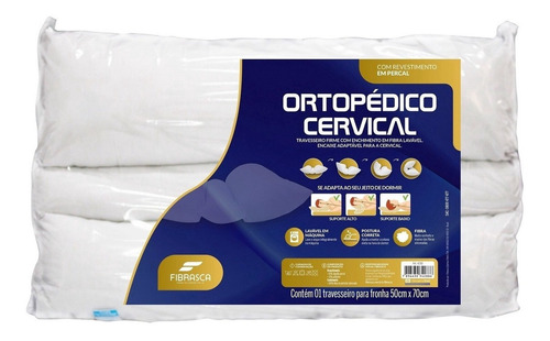 Travesseiro Ortopédico Cervical Lavável Fibra Siliconadas