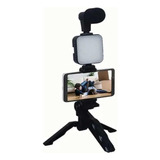 Kit Vlogging, Youtube Etc. Con Tripoide,luz,para Smartphone