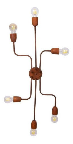 Lámpara Colgante Araña Vintage Hierro 6 Brazos Oxido 
