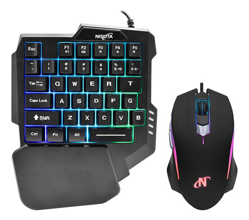 Combo De Teclado Gamer De Una Mano Y Mouse Rgb 6d Pc Ps4 