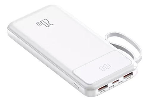 Power Bank Pila Batería Recargable Color Blanco Con 4 Cables Y 2 Puertos Usb De 20,000mah Para Celular Y Tablet