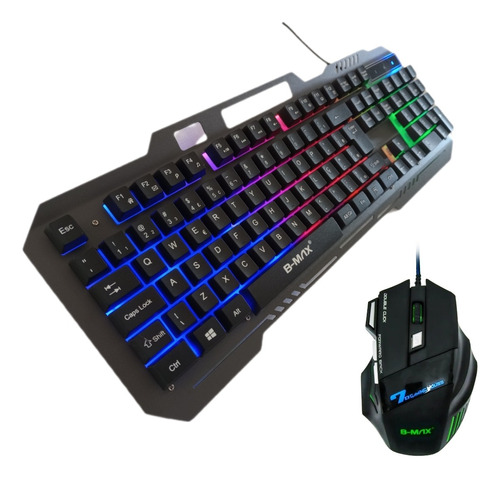 Teclado Gamer Semi Mecanico Com Mause Gamer X7 Led Rgb Kit