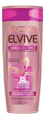 Shampoo Alisado Kera Liso 230 Elvive L'oréal 200ml