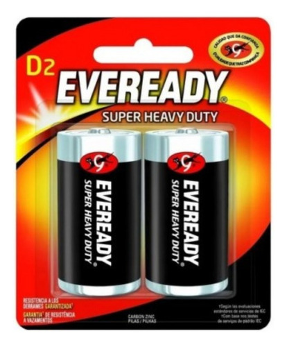 2 X Pila Carbon Zinc Grande Tipo D Eveready 1250 Heavy Duty