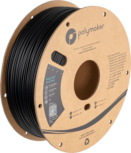 Filamento Polymaker Polylite Pla Pro 1.75mm 1kg Profesional Color Negro