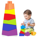 Torre Encajable Bebe Estimulacion Montessori Apilable Bloque
