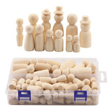 55pcs Wooden Peg Dolls Unpainted Kids Gifts From An