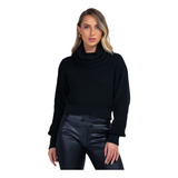 Blusa De Frio Tricô Gola Boba Caída Cropped