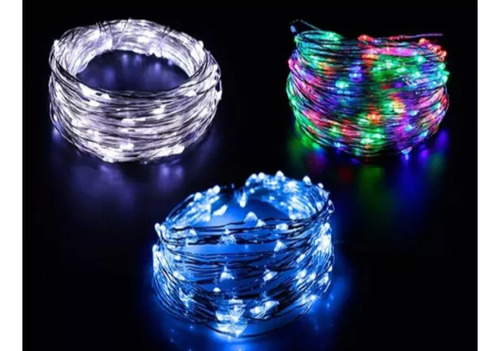 Pack De 10 Alambres Led De 3 Metros A Pilas Planas Colores