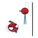 Juguete Varita Palito Con Cuerda Para Gato Marvel Spiderman Color Azul Y Rojo