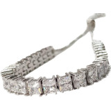 Pulsera Plata Rodhinada Ajustable Articulada Cubics Zircon