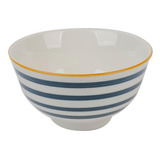 Bowl Loza Blanca Rayas Azules 14x8cm